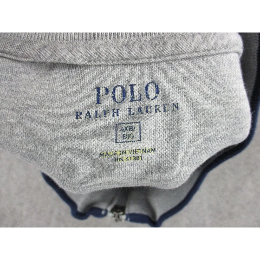 Polo Ralph Lauren Jacket Mens 4XB Gray Blue Track Pony Full Zip Fleece Coat